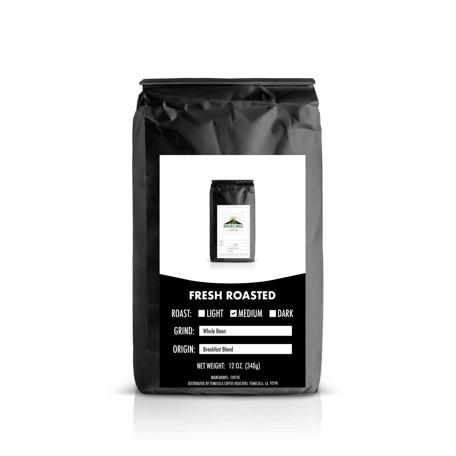 Angel Hill Sanctuary Coffee label.